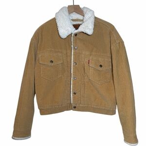 Levi’s New Heritage Premium Tan Corduroy Faux Fur Trucker Jacket NWOT Sz Medium